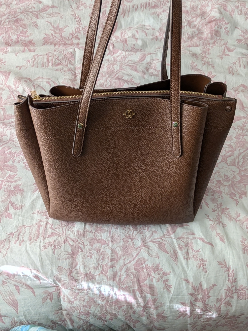 Nanette Lepore Brown Pebbled Faux Leather Tote + Matching Wristlet